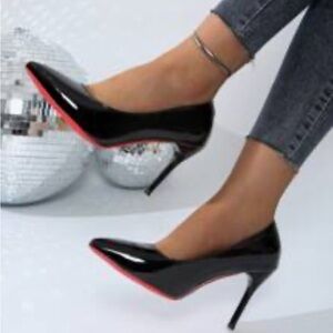 Black Patent Leather Red Bottom Heels US(6)